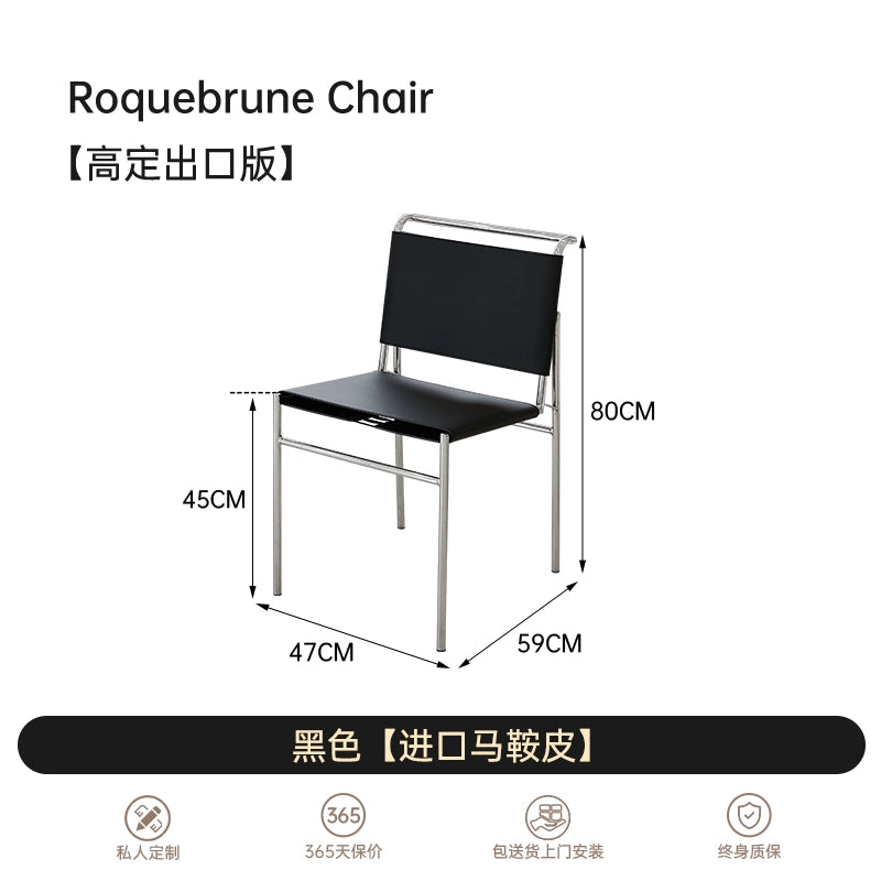 Minimalist Rockburun Chair Medieval Bauhaus Designer Dining Chair Saddle Leather Stainless Steel Chair Creative Makeup Chair