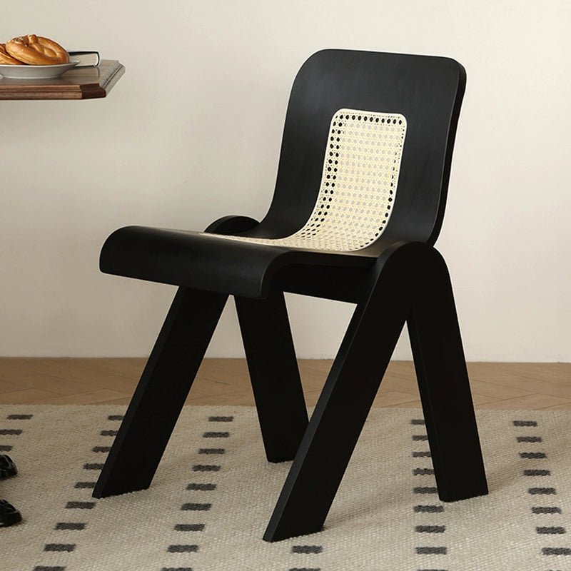 Mittelalterlicher Rattan-Esszimmerstuhl aus Massivholz, Wabi-Sabi-Windstuhl, französischer leichter Luxus-Rückenstuhl, Designer-Schreibtischstuhl 