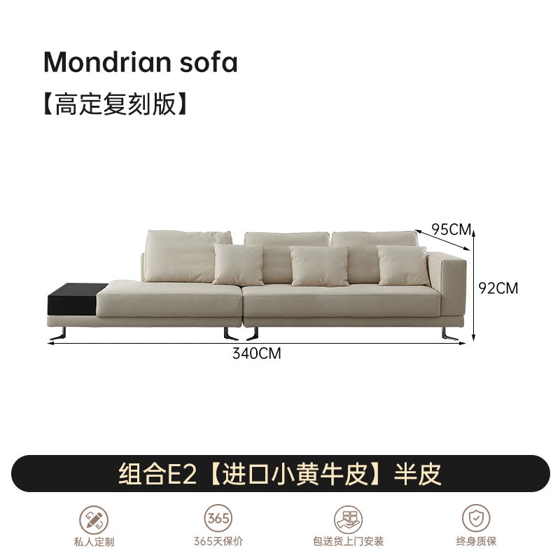 Home Italian Minimalist Mondrian Mondrian Leather Sofa Villa Small Apartment Designer Combination