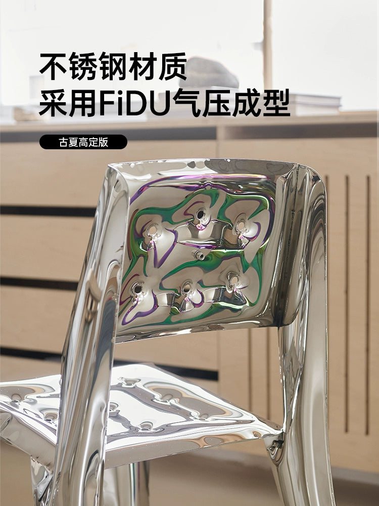 Ins Popular Creative Stainless Steel Balloon Chair Designer Single Chair Art Metal Living Room Balcony Back Chair Leisure Chair