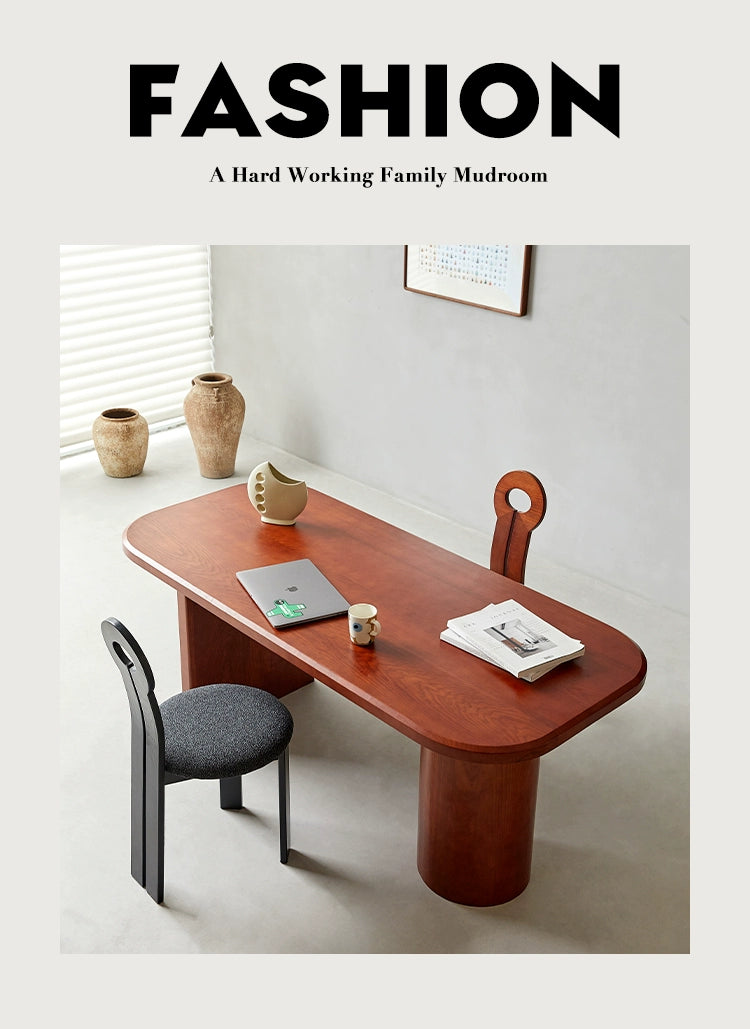 All solid wood dining table wabi-sabi wind medieval dining table household designer hotel table and chair combination special-shaped