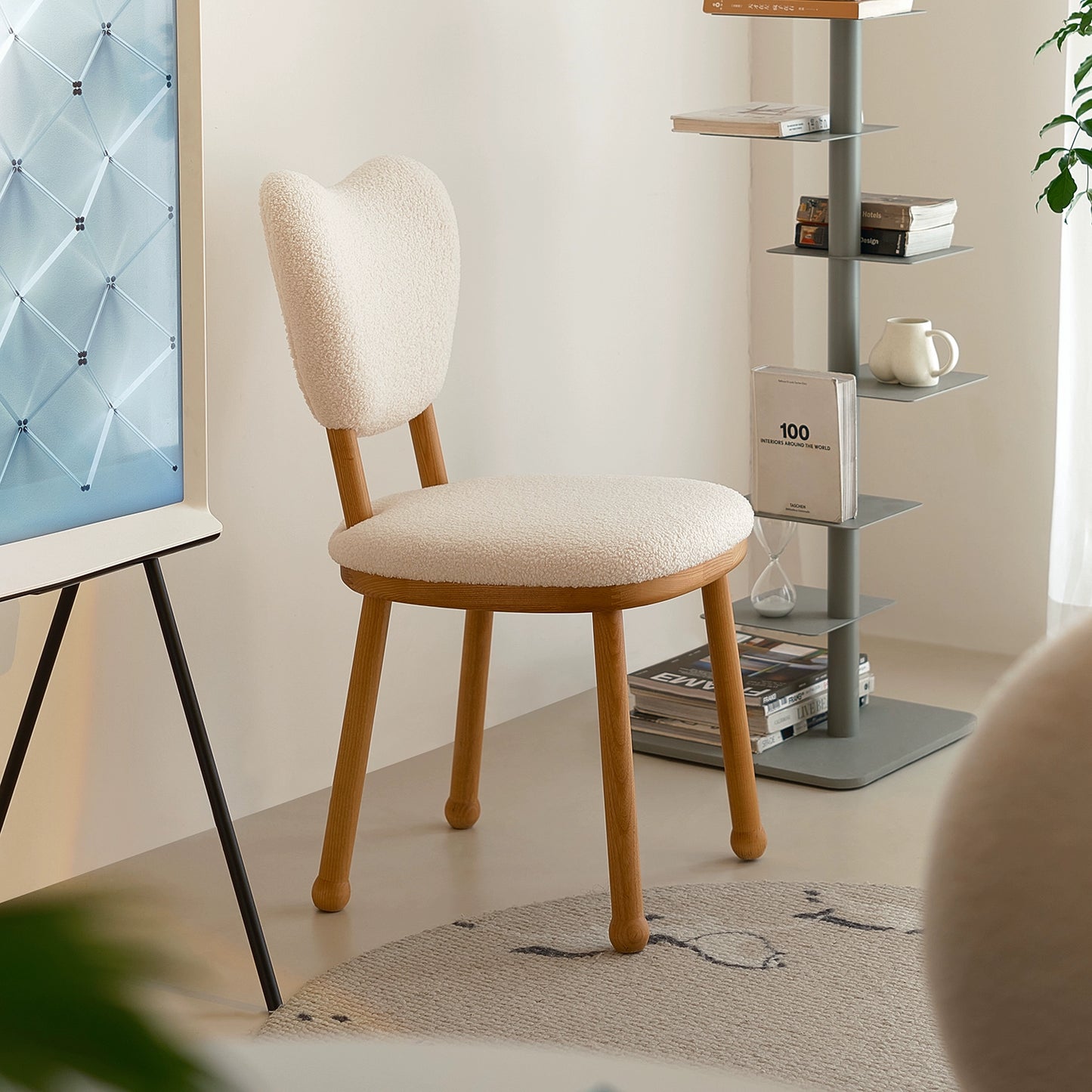 Kreative lamm wolle esszimmer stuhl haushalt massivholz dressing stuhl creme stil Ins Popularchair zurück freizeit stuhl 