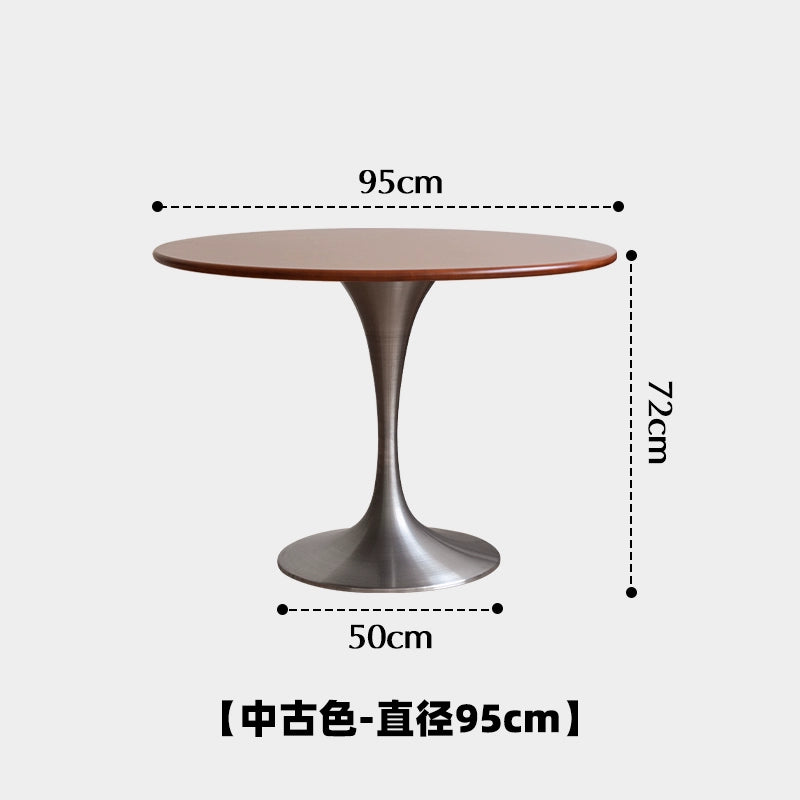 Nordic Retro Esstisch Haushalt High-End Massivholz Runder Tisch Mittelalter Designer Tulpentisch Wabi Sandy Wind 