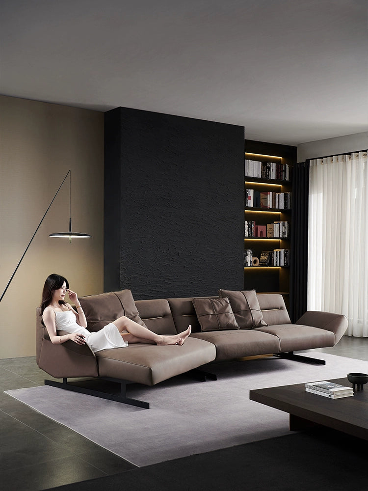 Nordic Modern Light Luxury First-layer Leather Sofa Italian Small Apartment Living Room Simple Creative Designer Special-shaped Sofa