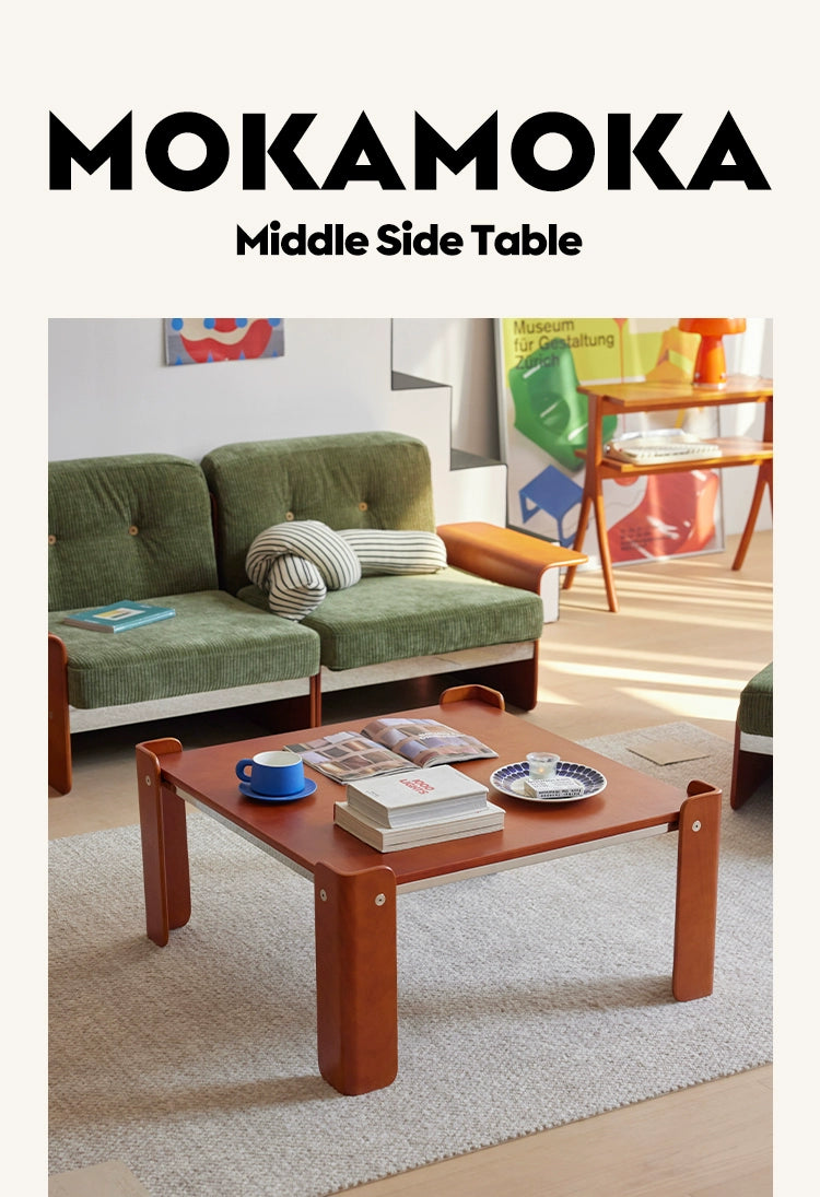 Mittelalterlicher Couchtisch aus Massivholz, nordisches Sofa, kleiner quadratischer Tisch, schlichter moderner Balkon-Ecktisch, leichter Luxus, hohes Gefühl 