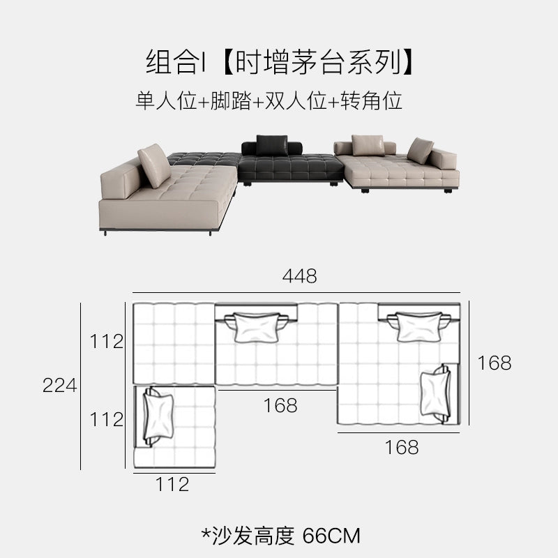 Home Furnishing Italian Minimalist Lawrence First Floor Cowhide Sofa Villa Large Flat Floor Large Apartment Designer Combination
