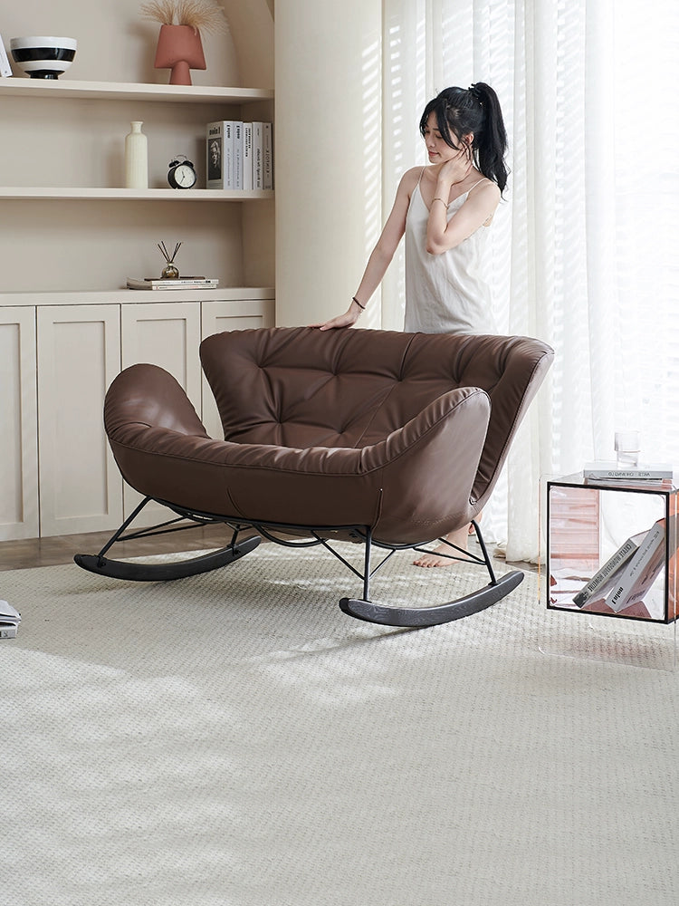 Double Rocking Chair Modern Light Luxury Balcony Rocking Chair Adult Home Living Room Simple Lazy Recliner Leisure Sofa Chair