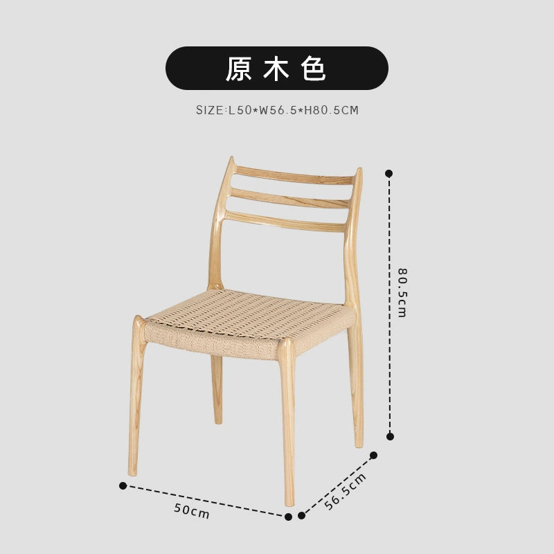 Esszimmerstuhl aus geflochtenem Seil aus massivem Holz, beliebt, mittelalterlich, Arbeitsstuhl, einfacher Designer-Hocker mit Rückenlehne für Zuhause 