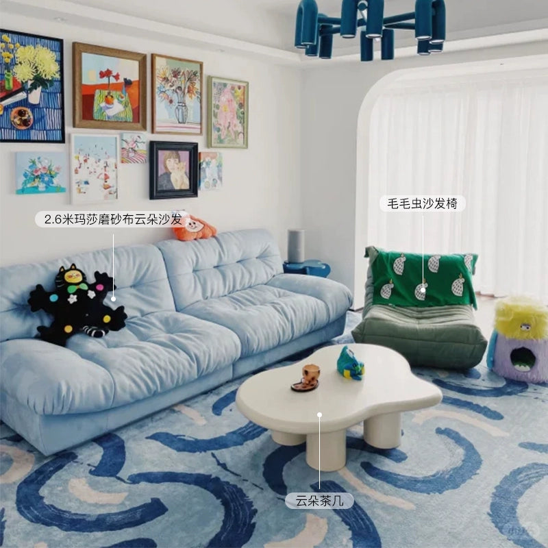 Home Furniture Italian Light Luxury Baxter Clouds Three People Straight Row Living Room Matte Leather Down Sofa