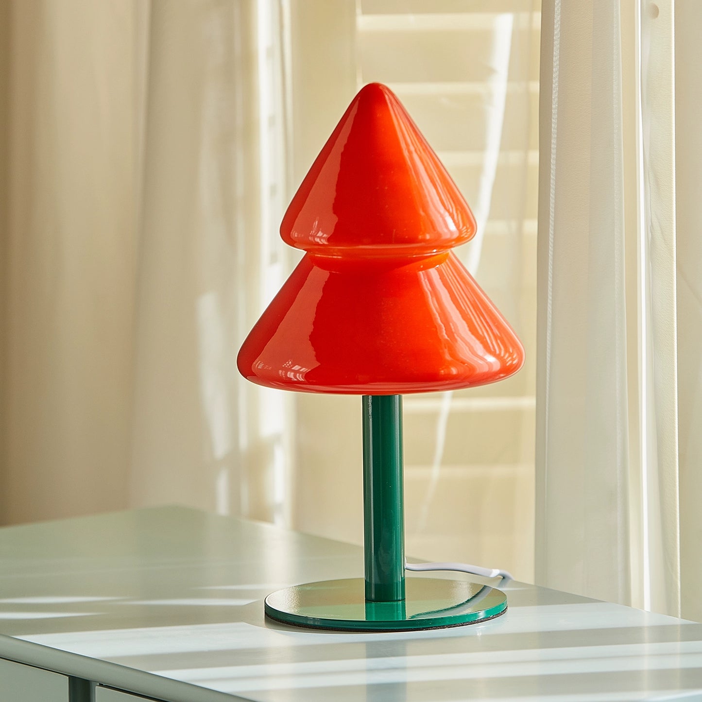 Weihnachtsbaum Tischlampe Dekorative Glas Nachttischlampe Schlafzimmer Mittelalterliches Umgebungslicht Ins PopularIns Wind Nordic 