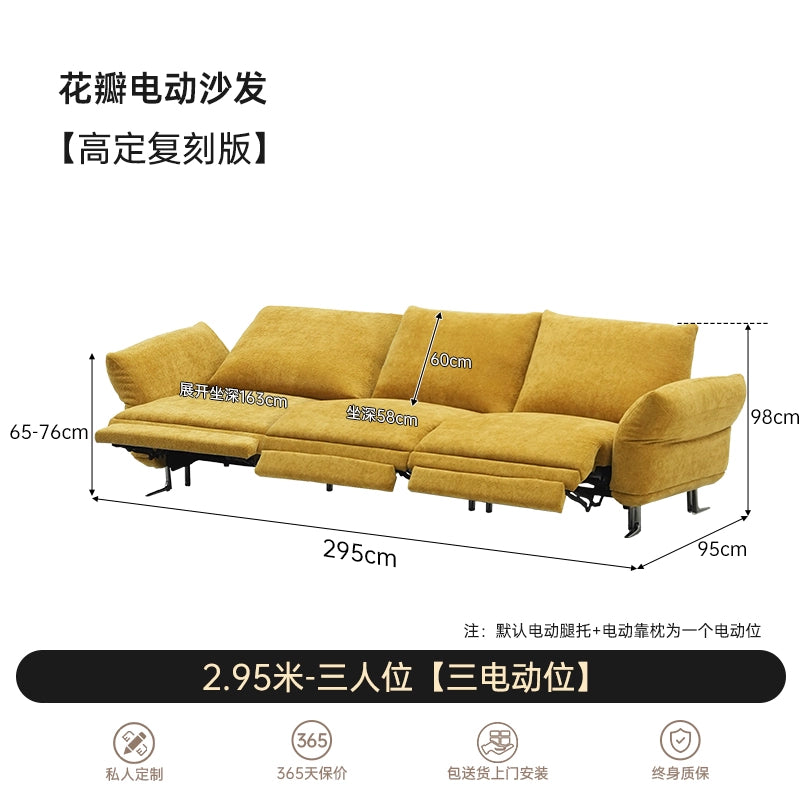 Electric Petal Sofa Minimalist Light Luxury Large and Small Apartment Living Room Straight Row Chenille Fabric First Class Functional Sofa