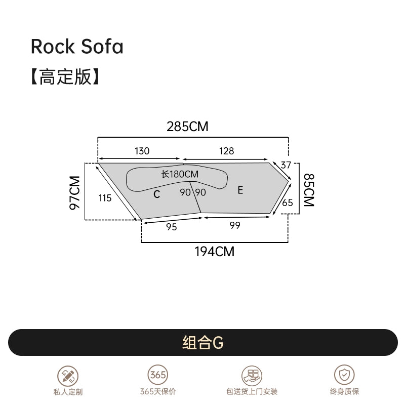 Italian Light Luxury Fabric Rock Sofa Chenille Velvet Large Flat-floor Villa Living Room Special-shaped Module Combination Sofa