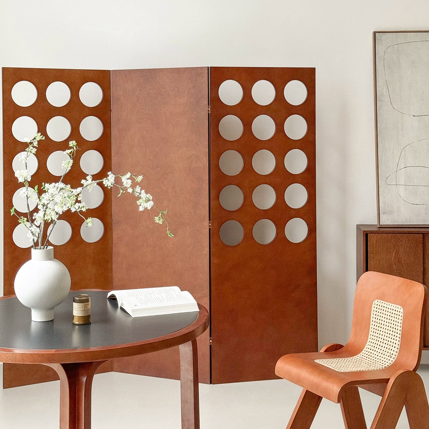 Mittelalterlicher Massivholz-Bildschirm Französisch Retro Partition Baffle Wohnzimmer Faltbarer Mobiler Block Wabi-Sabi Wind 