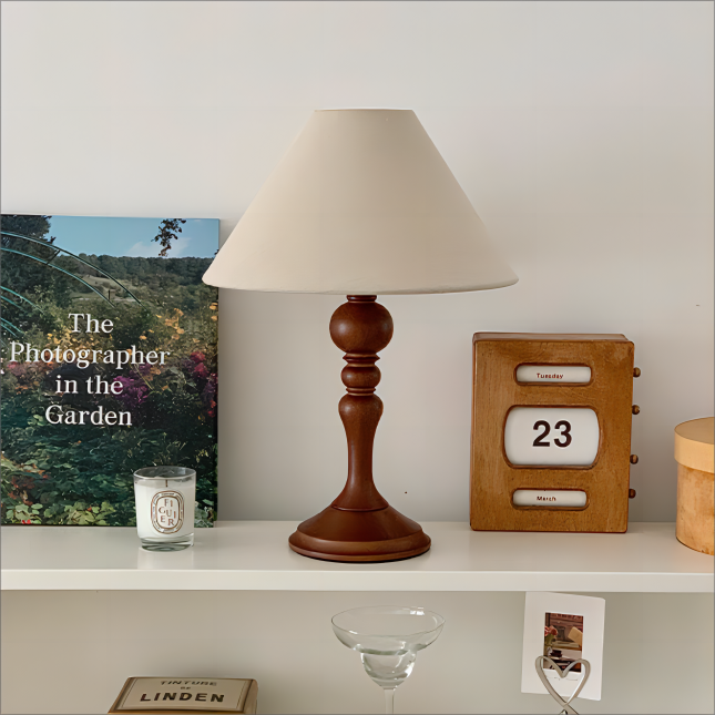 Mittelalterliche Massivholz-Tischlampe Wabi-Sandy Wind Chinesische Retro-Atmosphärenlampe Dekoration Schlafzimmer Neue Nachttischlampe 