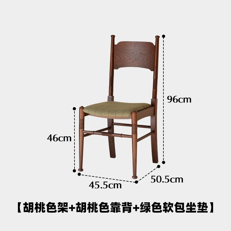 Französischer Retro-Esszimmerstuhl, kreativer Designerstuhl, leichter Luxus, hochwertiger Stuhl mit massiver Holzlehne, für Cafés