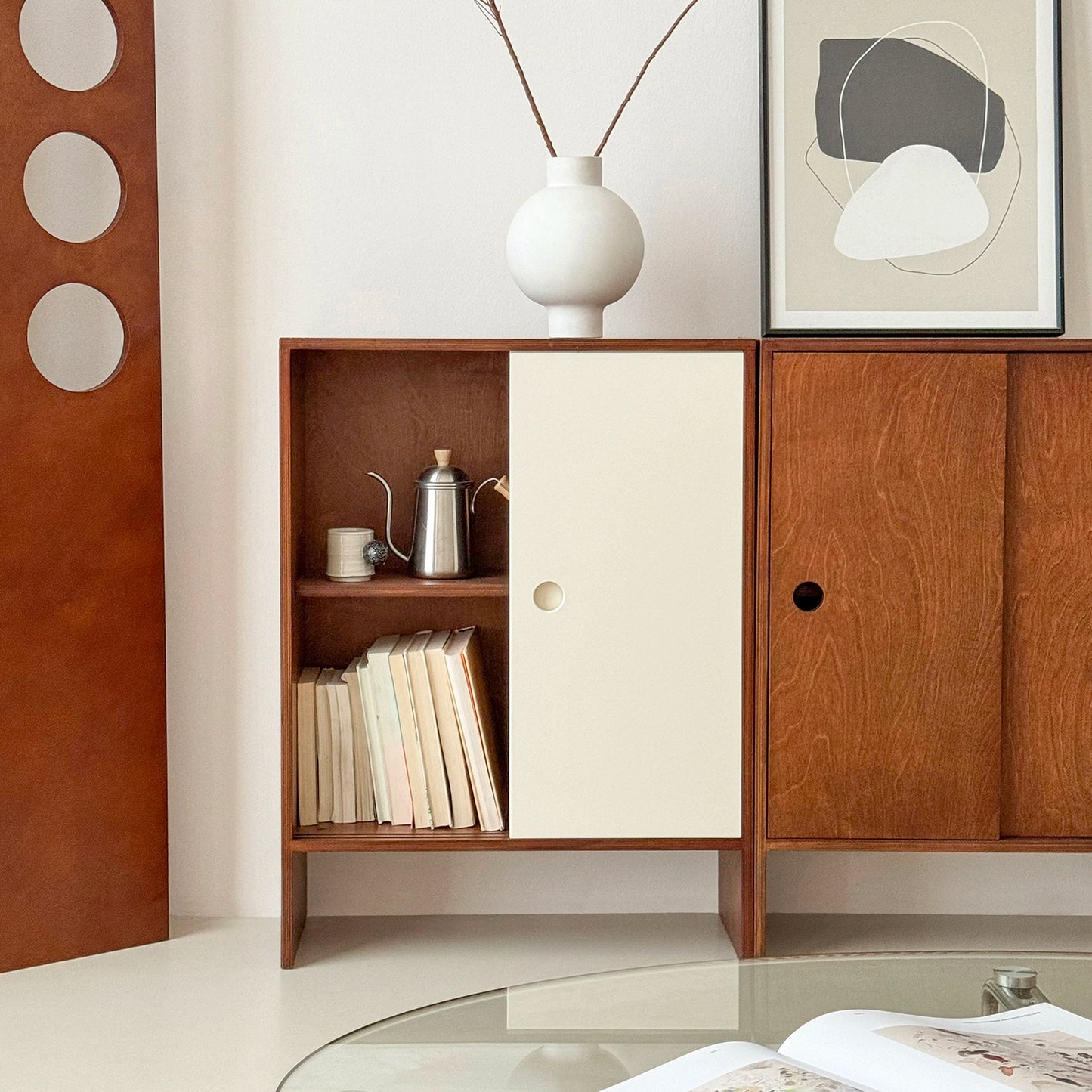 Esszimmer-Seitenschrank-Kombination Massivholzschrank Mittelalter-Lagerschrank Marine-Panel TV-Schrank Lagerboden Bücherregal