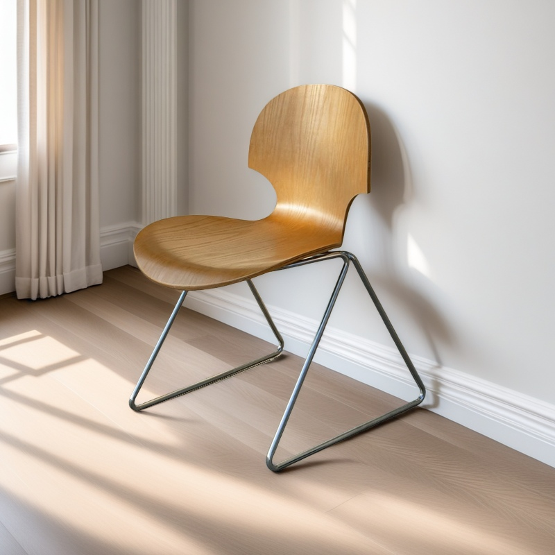 Mittelalterlicher Esszimmerstuhl, Designer-Ginkgo-Stuhl, Massivholz, nordischer Ins-Stil, minimalistischer Stuhl mit Rückenlehne, Kreativität 