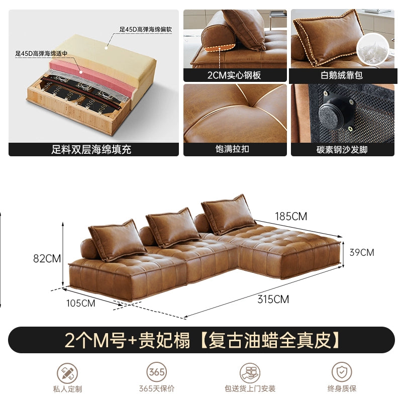 Nordic Single Creative Piedmont Sofa Expression Minimalist Living Room Leather Tofu Square Sofa Combination