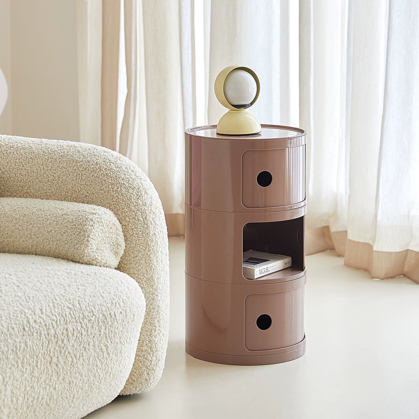 Nachttisch im nordischen Stil Kinderzimmer Kleiner runder Spind Haushaltswohnzimmer Umweltfreundlicher Kunststoffschrank Nachttisch 