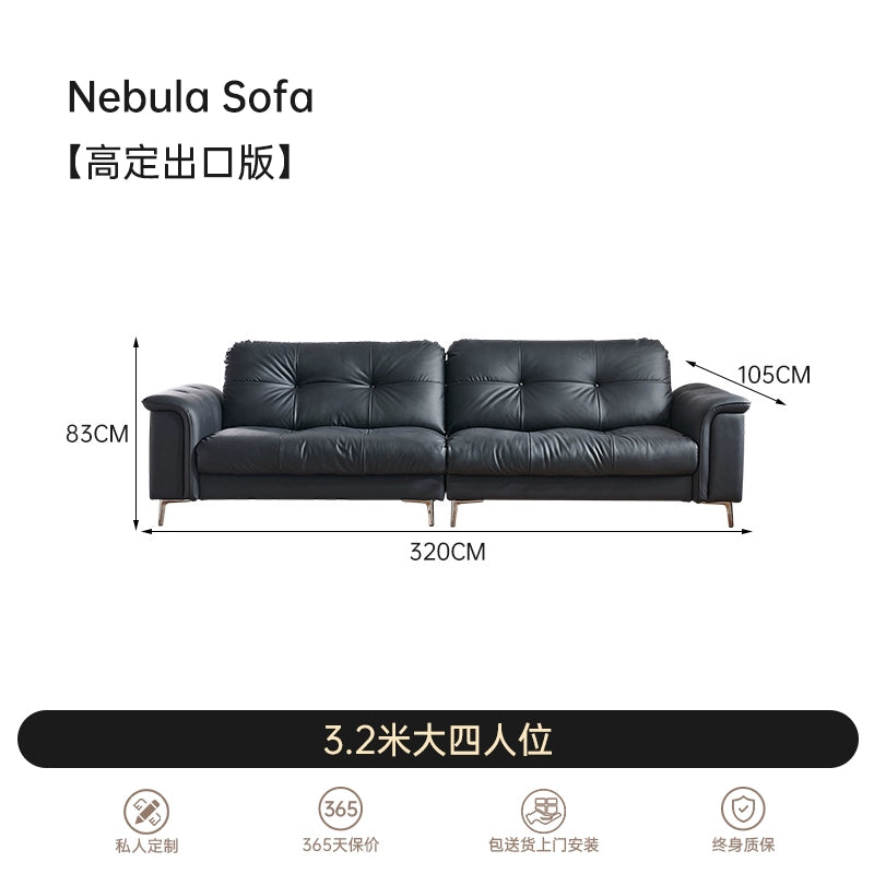 Italian Light Luxury Nebula Sofa Medium Antique Cloud Leather Designer Living Room Small Apartment Straight Row Three-person Sofa