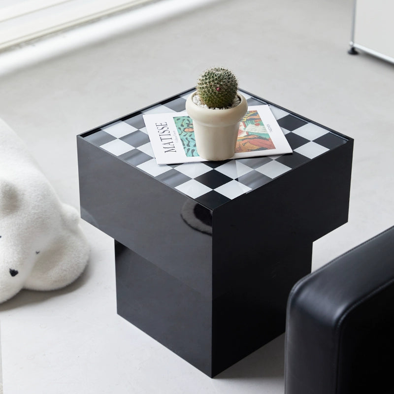 Schwarz und weiß schachbrett kaffee tisch acryl sofa ecke ins Internet celebrity stil platz kleine tisch 
