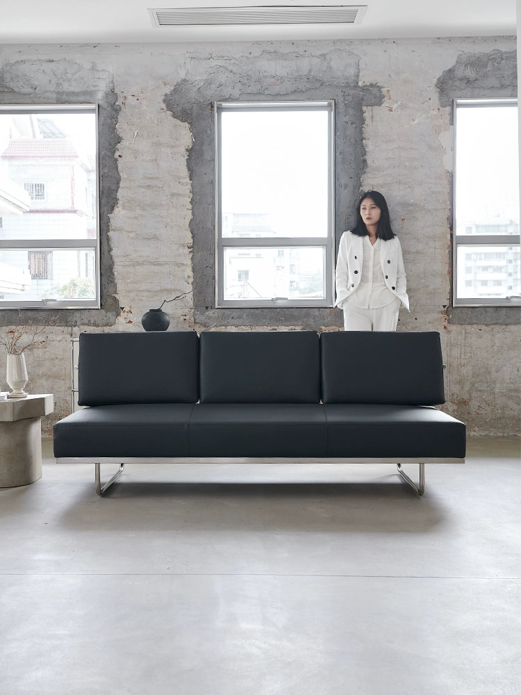 LC5 Corbusier Sofa Simple Modern Leather Office Stainless Steel Frame Studio Combination Leisure Sofa