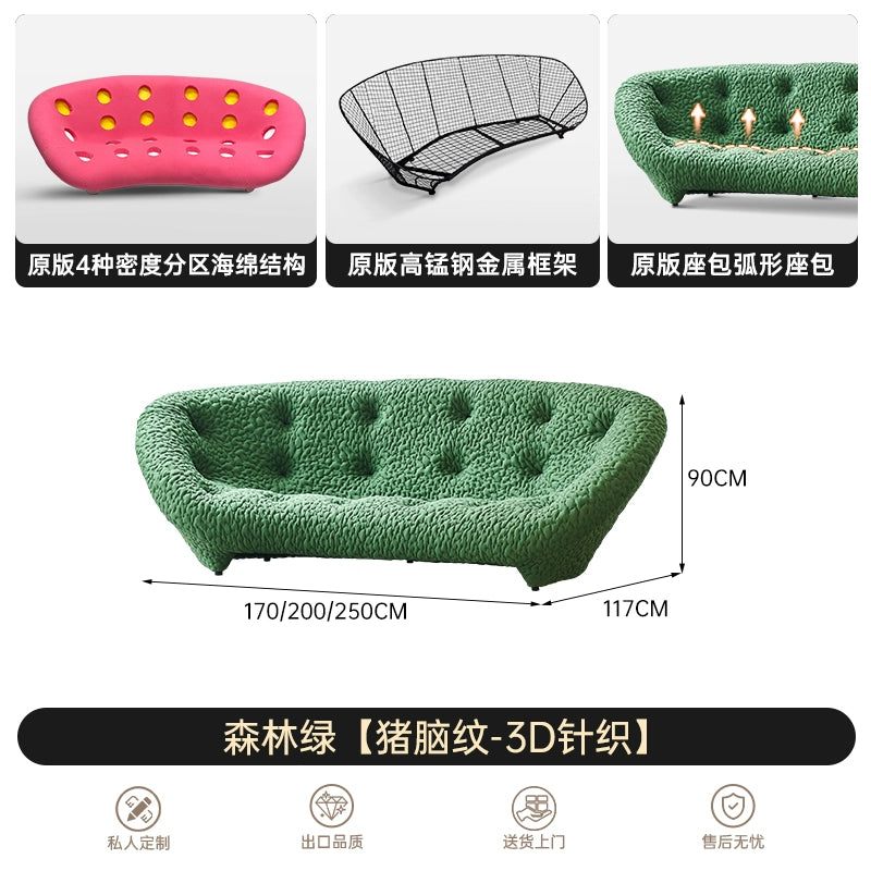 Ploum Designer Creative Nordic Simplicity Chen Xiaochun with The Same Fabric Curved Shell Sofa