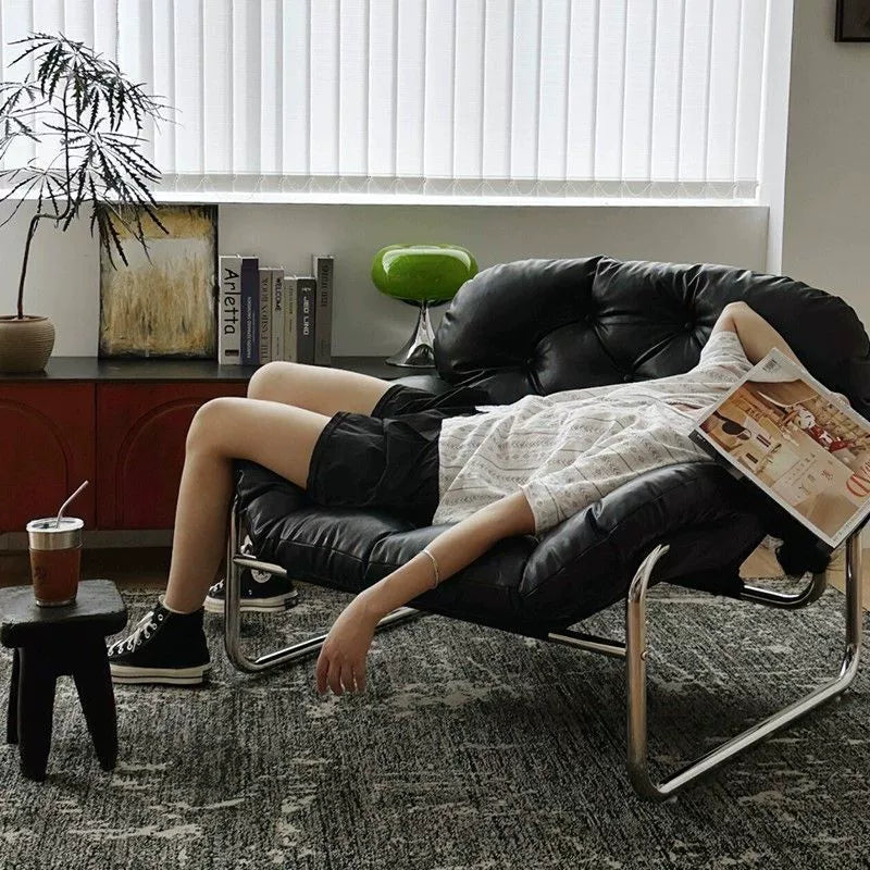 Einzelsofastuhl, leichter Luxus, hochwertiger Wohnzimmer-Freizeitsessel, cremefarben, mittelalterlicher Bauhaus-Lazy Chair 