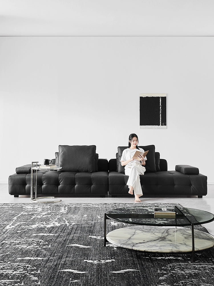 Home Furnishing Italian Minimalist Lawrence First Floor Cowhide Sofa Villa Large Flat Floor Large Apartment Designer Combination