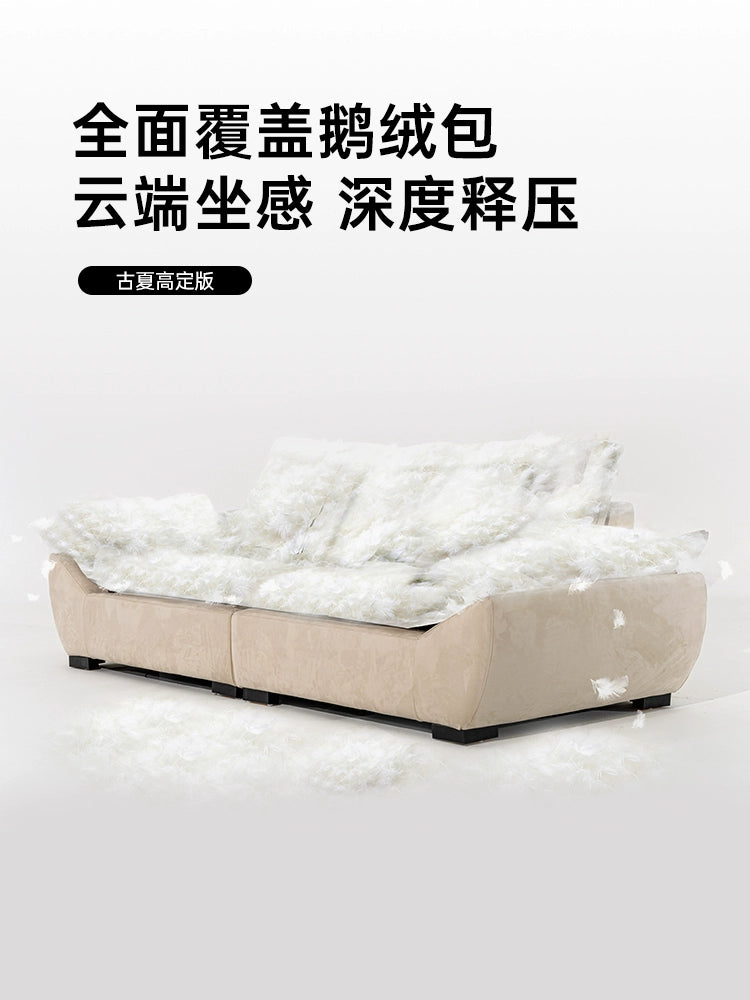 Sailing Sofa French Cream Size Apartment Living Room Straight Row Three People Cat Scratching Cloth Large Sitting Deep Fabric Sofa