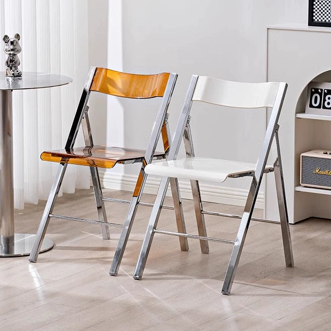 Klappbarer Esszimmerstuhl aus Acryl mit transparenter Rückenlehne, Hocker im Ins Popularins-Stil, einfacher nordischer Freizeitstuhl 