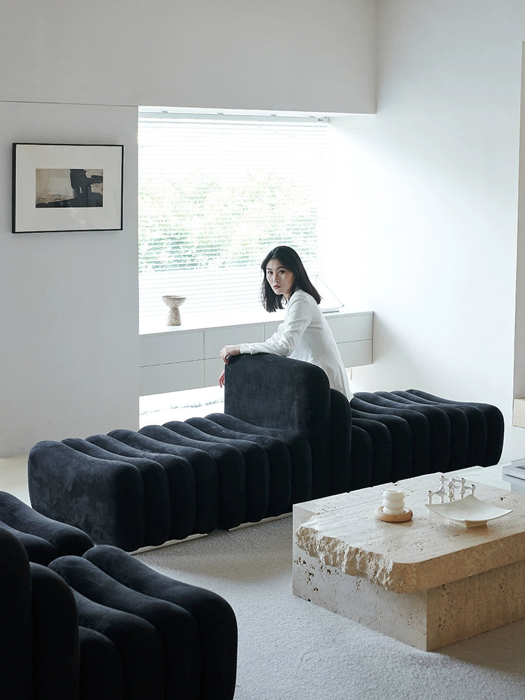 Modern Minimalist Fabric Sofa Designer Internet Celebrity Living Room in The Ancient Wabi Sandy Wind Creative Combination Minimalist Module Sofa