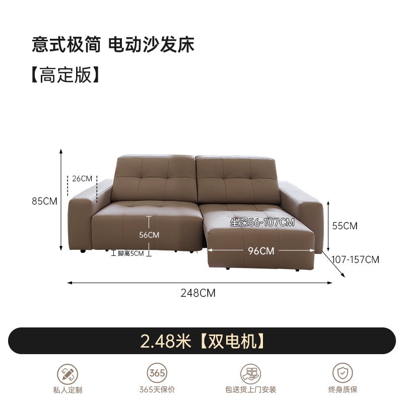Italian Minimalist Function Sofa Bed Small Apartment Living Room Light Luxury Straight Row Zero Against The Wall Leather Retractable Electric Sofa