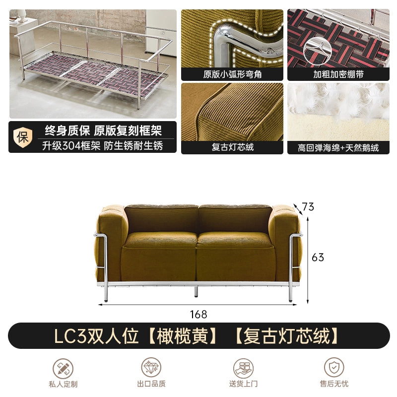 LC3 Fabric Sofa Medieval Corbusier Bauhaus Designer Single Chair Retro Living Room Home Single Sofa