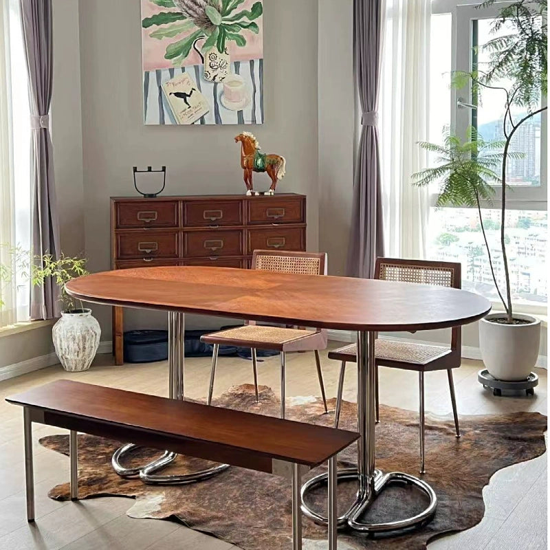 Französischer mittelalterlicher Esstisch aus Massivholz für den Haushalt, kleiner Wohnungstisch, Designer-Ins-Retro-Rundtisch, Kreativität 