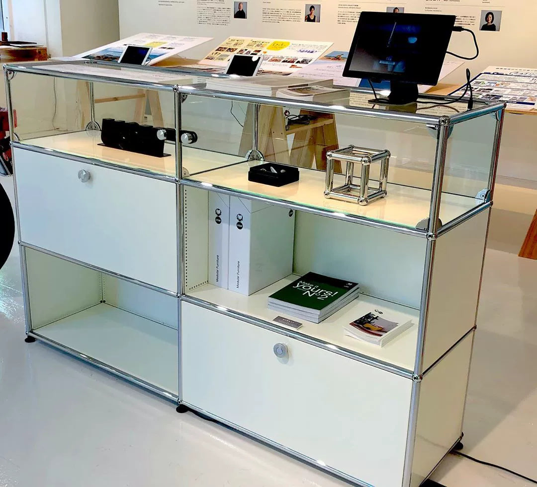 Medieval Light Luxury Dining Side Cabinet Usmah Metallmodulschrank Edelstahl-Eimerschrank Haushalt Wohnzimmer Bücherregal TV-Schrank 