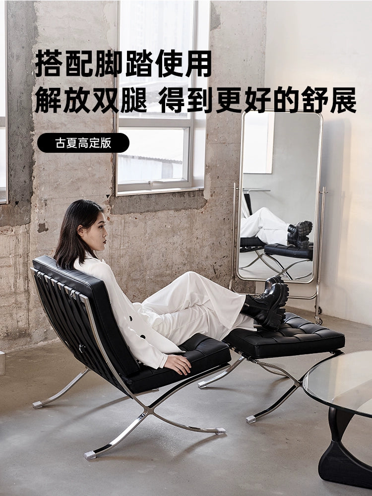 Home Furnishing Barcelona Chair Italian Minimalist Leather Single Designer Sofa Chair Living Room Leisure Lounge Chair