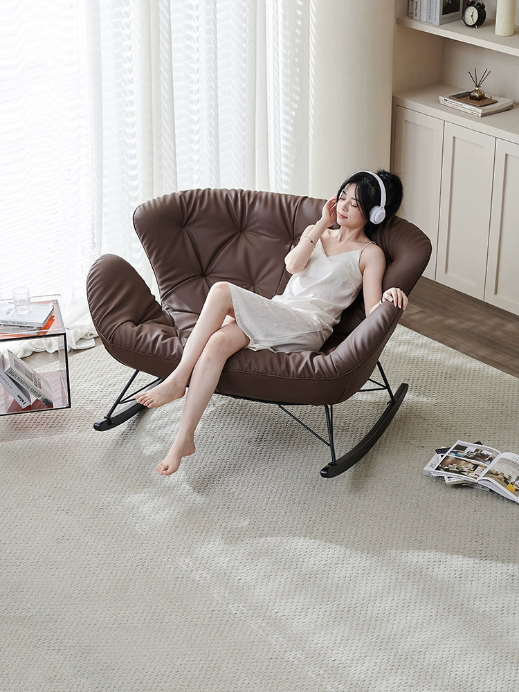 Double Rocking Chair Modern Light Luxury Balcony Rocking Chair Adult Home Living Room Simple Lazy Recliner Leisure Sofa Chair