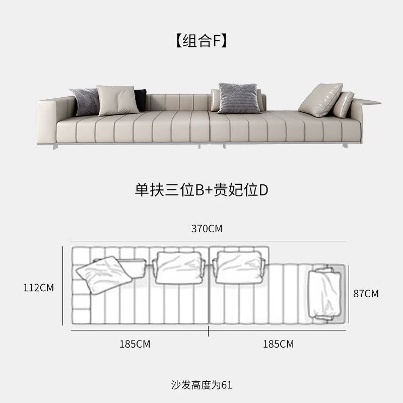 Designer Light Luxury First-layer Cowhide Splicing Corner Combination Italian Minimalist Piano Keys Villa Model Room Sofa