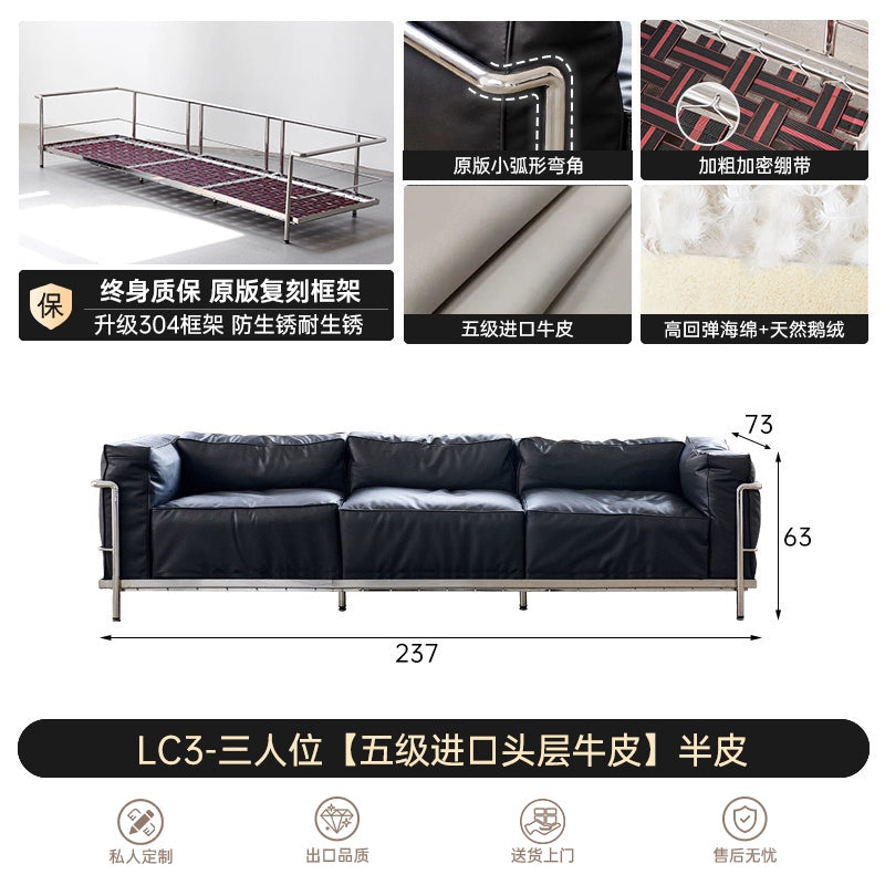 Medieval Bauhaus LC3 Sofa Living Room Balcony Designer Office Negotiation First Layer Cowhide Sofa