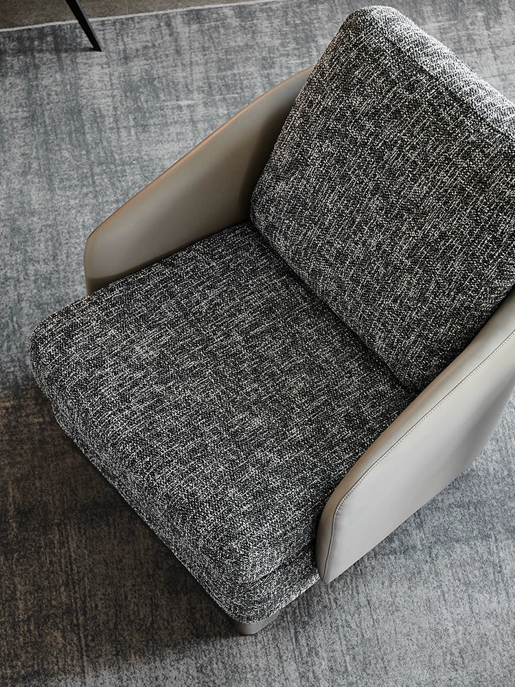 Home Furnishing High-end Cotton and Linen Leisure Chair True Italian Minimalist Leather Chair Designer Living Room Negotiation Chair Single Sofa