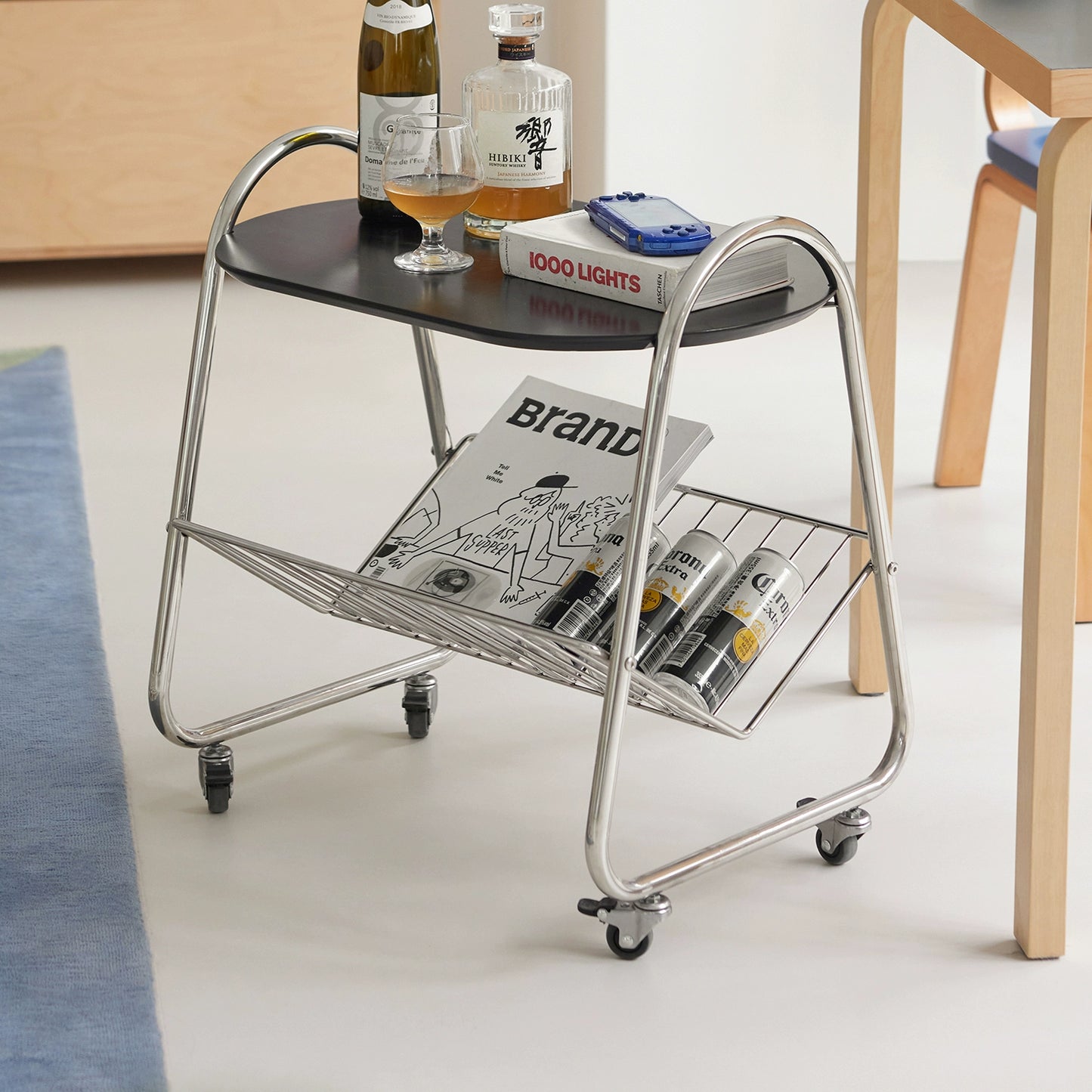 Retro Warenkorb Rack Einfache Ins Wind Mobile Sofa Seite Paar Creme Wind Kleine Wohnung Kaffee Tisch 