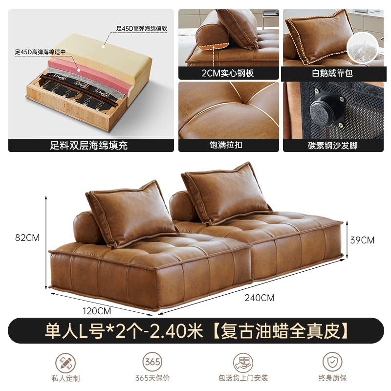 Nordic Single Creative Piedmont Sofa Expression Minimalist Living Room Leather Tofu Square Sofa Combination