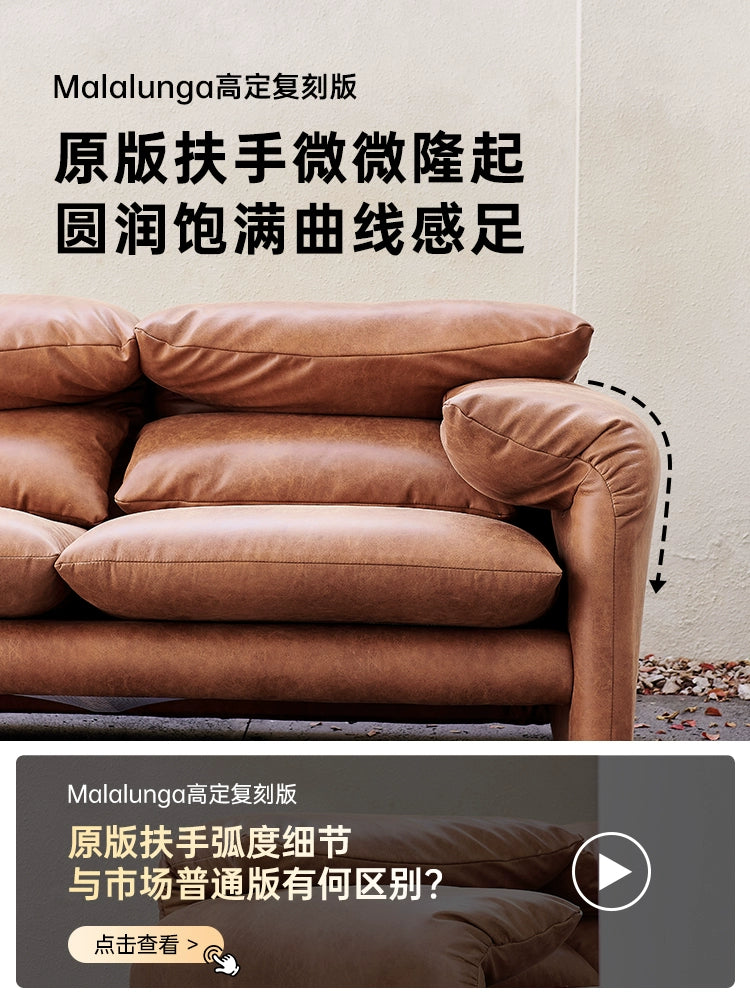 Maralunga Mallalunga Medieval Adjustable High Backrest Modern Minimalist Straight Row Three-person Leather Sofa