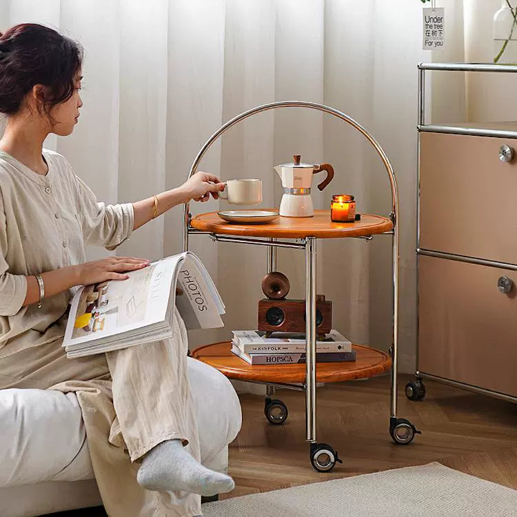 Klappbarer Couchtisch, beweglicher mittelalterlicher Sofa-Seitentisch, paar Massivholzwagen, kleine Wohnung, Nachttisch-Rack 