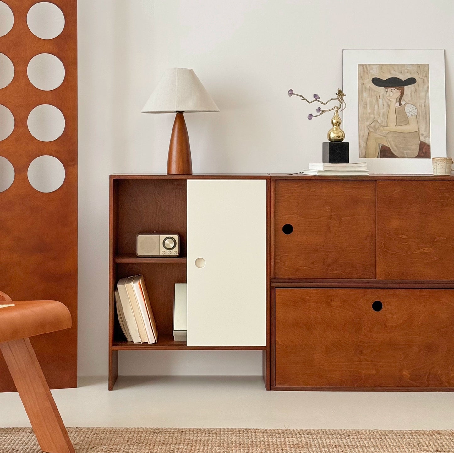 Esszimmer-Seitenschrank-Kombination Massivholzschrank Mittelalter-Lagerschrank Marine-Panel TV-Schrank Lagerboden Bücherregal