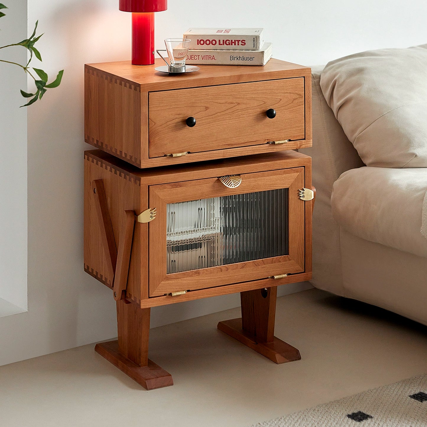 Roboter-Seitenschrank, kreativer Schlafzimmer-Nachttisch, Kinder-Sofa-Schließfach aus Massivholz, leichte Luxus-Internet-Berühmtheit 