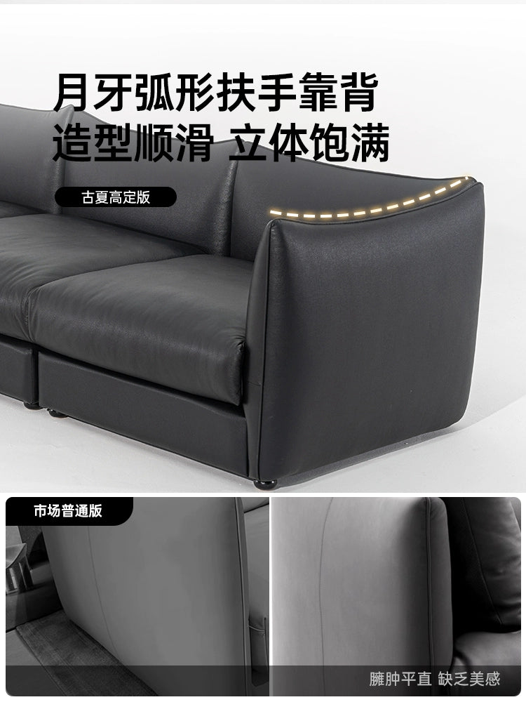 Italian Minimalist Chanel Sofa Large Flat Floor Living Room Light Luxury Straight Corner First Layer Cowhide Designer Sofa