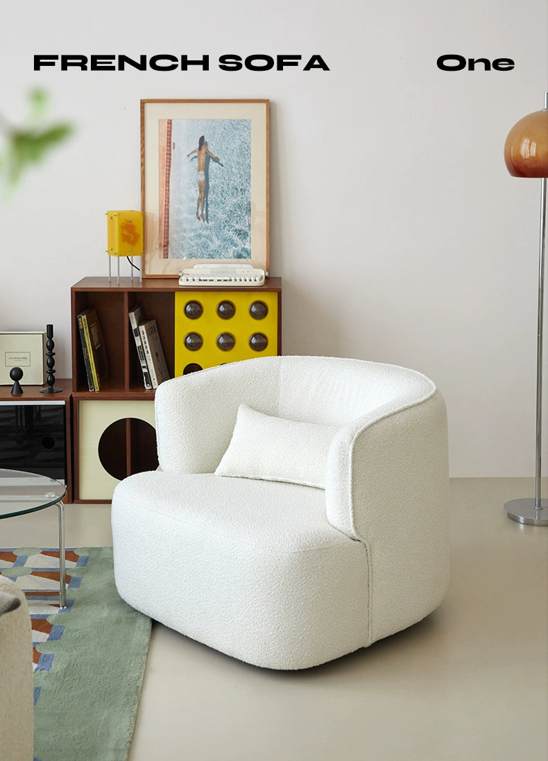 Lässiger Einzelsofastuhl, cremefarben, Wind, faules Sofa, Wohnzimmer, mittelalterliches Ins, minimalistisches Design, Einzelstuhl 