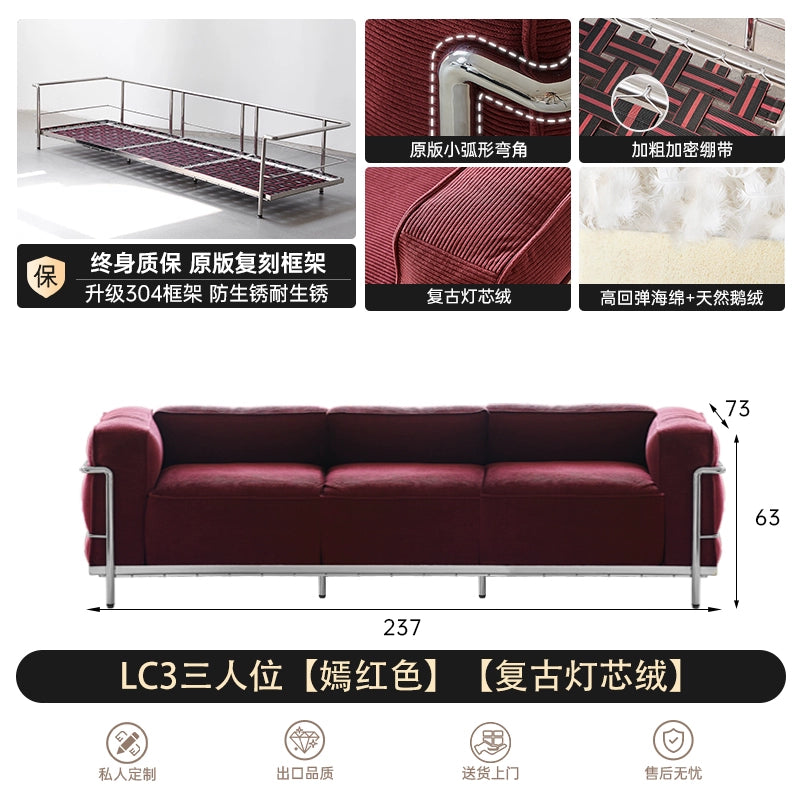 LC3 Fabric Sofa Medieval Corbusier Bauhaus Designer Single Chair Retro Living Room Home Single Sofa